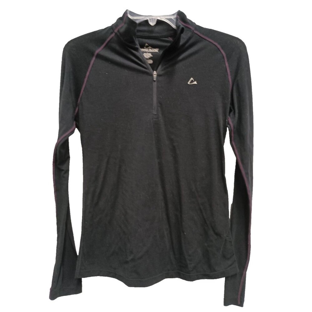 Merino Blend By Paradox Womens Quarter zip Pullover Top Small Black Wool Blend